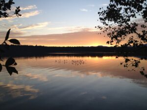 wide lake sunset